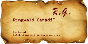 Ringvald Gergő névjegykártya
